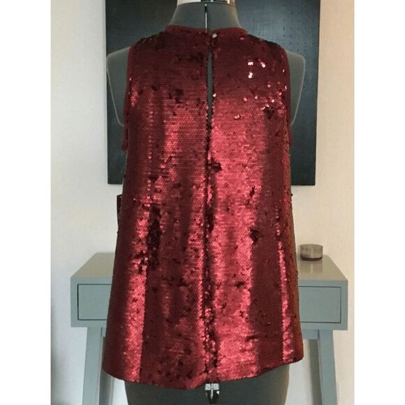 NEW Rachel Rachel Roy Womens Small Red Sequinned Sleeveless Top - Picture 5 of 6